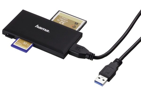HAMA USB-3.0-Multi-Kartenleser 181018 SD/microSD/CF/MS, Schwarz