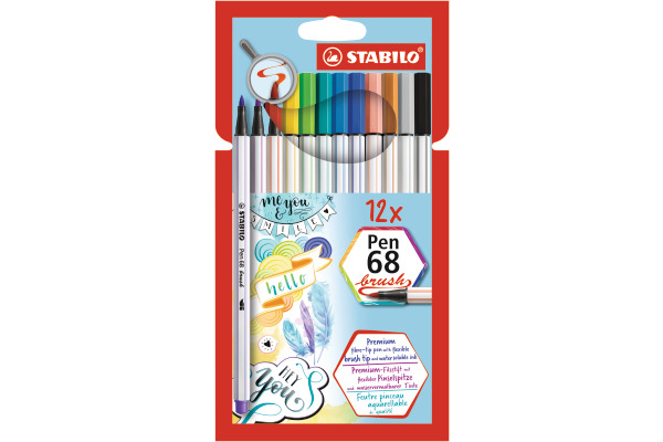 STABILO Fasermaler Pen 68 Brush 568/12-21 ass. 12 Stück