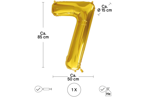 I AM CREA Folienballon Zahl 7 85cm 1000-1052 gold