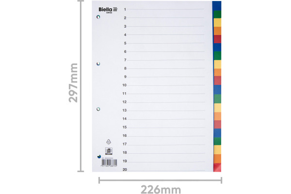 BIELLA Register PP A4 46342000U farbig 20-teilig