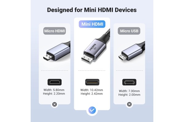 UGREEN Cable Mini HDMI to HDMI 8K 15515 2m,Black,BB