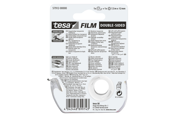 TESA Klebeband tesafilm 12mmx7.5m 579120000 transp., doppels.,auf Abroller