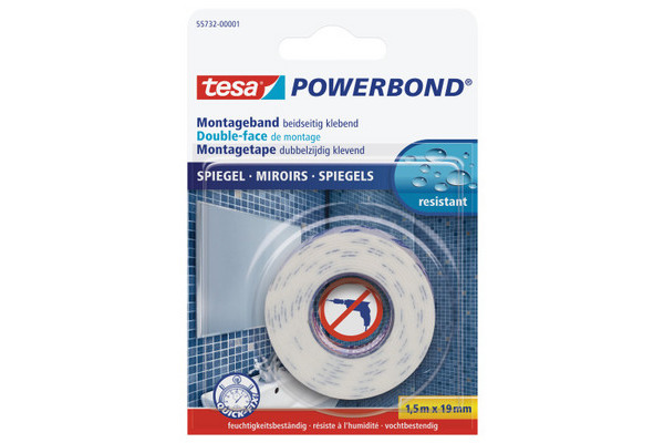 TESA Powerbond Spiegel 19mmx1.5m 557320000 Montageband, doppelseitig