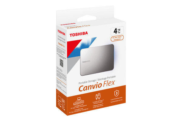 TOSHIBA HDD CANVIO Flex 4TB HDTX240ES USB 3.2 2.5 inch warm silver