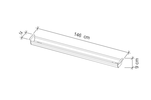 APOLLO Kabelwanne 146cm VKC18/G graphit, für 180-200cm Tisch