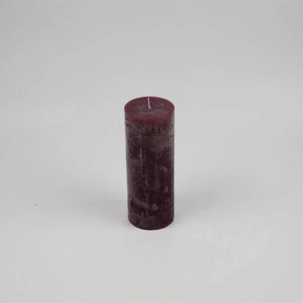 Zylinderkerze 6.8x18cm Raureif Bordeauxrot - Unifarben Durchgefärbte Kerzen aus 100% Paraffin