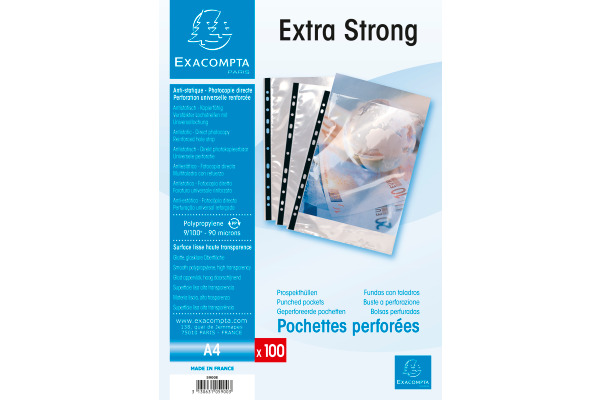EXACOMPTA Zeigetaschen PP 90 my A4 5900E transparent, glatt 100 Stück