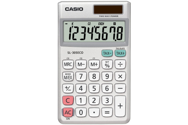 CASIO Taschenrechner SL-305ECO 8-Stellen, Solar/Batterie