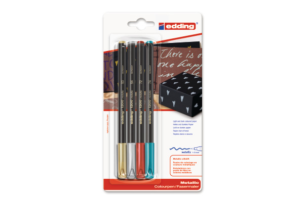 EDDING Faserschreiber 1200 Met. 1-3mm 1200METBL 4 Stück ass. Etui