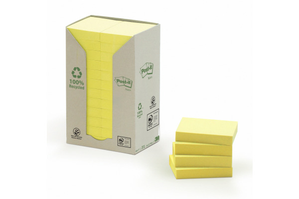 POST-IT Haftnotizen Recycling 51x38mm 653-1T gelb, 24x100 Blatt