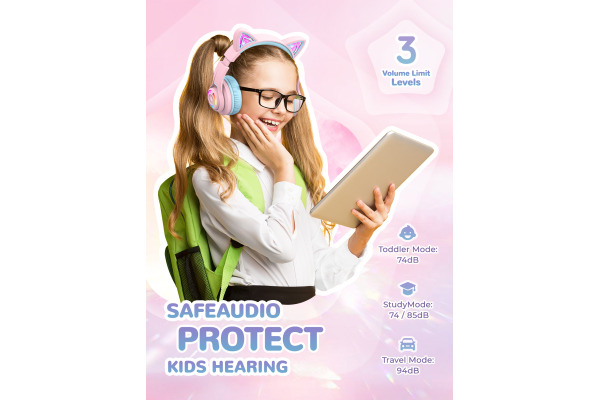 ICLEVER Cat Ear Bluetooth Headphones C04-2083N BTH13, 50h, pink