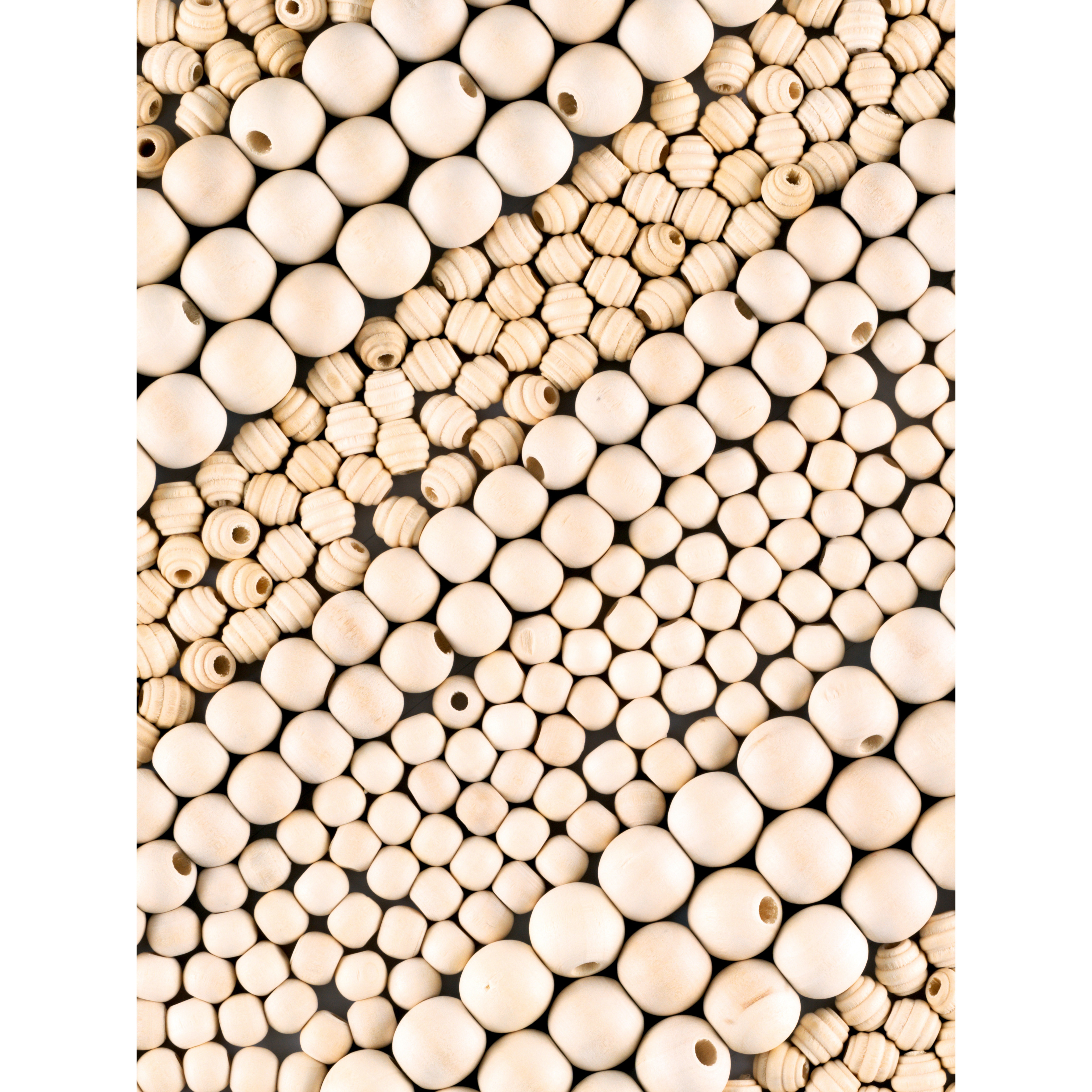 FOLIA Holzperlen natural 1000g 22991 Jumbo Pack, 1-1.8 cm