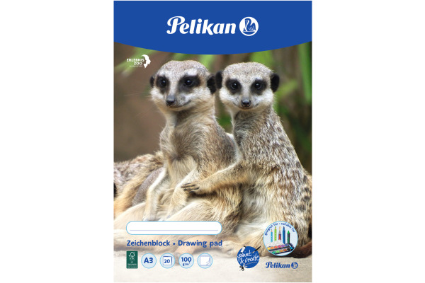 PELIKAN Zeichenblock A3 224840 assoriert, 100gr. 20 Blatt