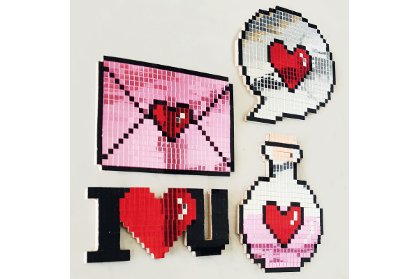 ALADINE Pixel Art Set Love 85627 Spiegel-Mosaik 4 Stück