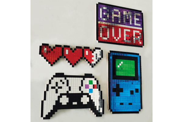 ALADINE Pixel Art Set Gaming 85625 Spiegel-Mosaik 4 Stück