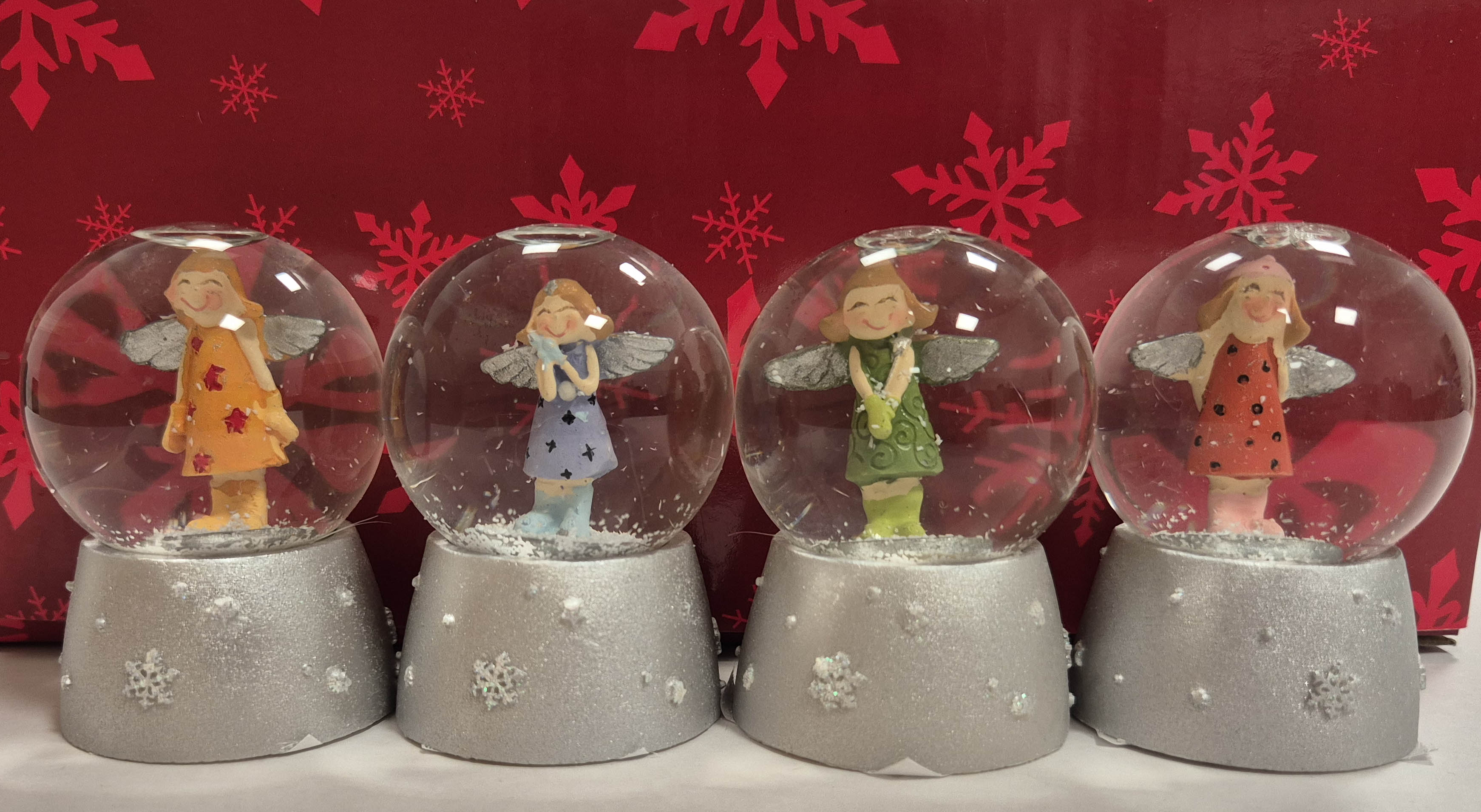 12 x Roost Schneekugel Engel 10019124 bunt, ass. 4x6x4cm