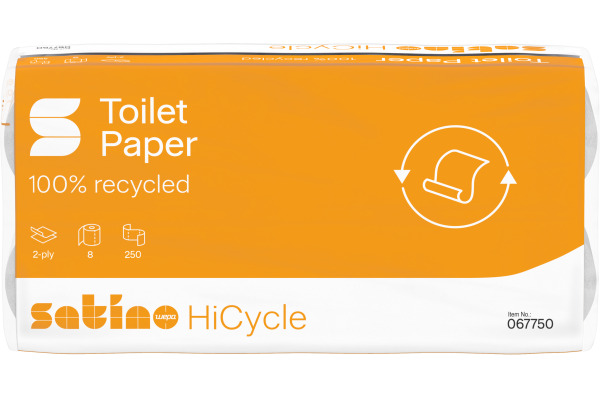 SATINO Toilettenpapier HiCycle 067750 2-lagig, 8 Rollen à 250 Blatt