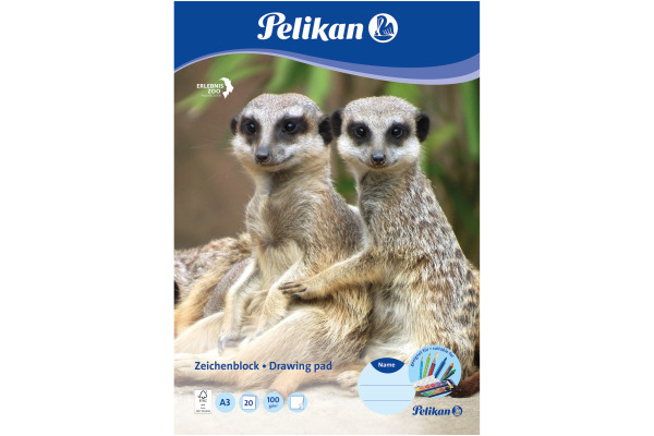 PELIKAN Zeichenblock A3 224840 assoriert, 100gr. 20 Blatt