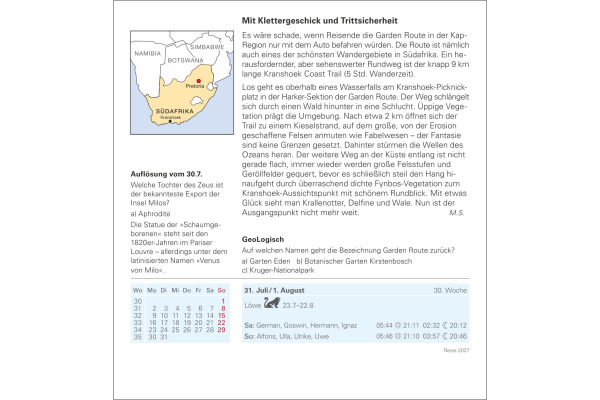 HARENBERG Abreisskalender 2027 210500027 Reise DE 15.4x16.5cm