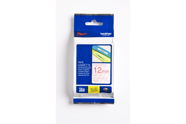 PTOUCH Band, laminiert rot/klar TZe-132 PT-1280VP 12 mm