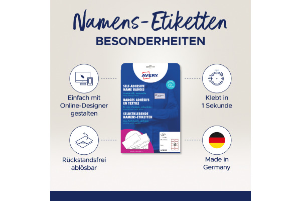 AVERY ZW. Namens-Etiketten L4786-20 weiss/rot 80x50mm 200 Stück