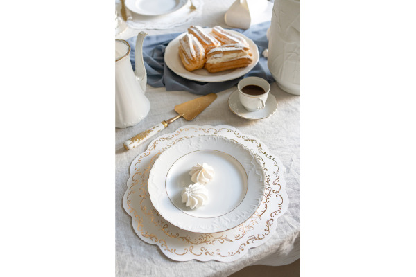 PARTYDECO Tischsets 35.5cm PPT11-008 weiss/gold 6 Stück