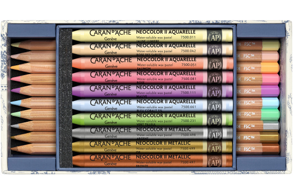 CARAN D'A Farbstifte + Neocolor Set CC3000026 Toile de Jouy 20 Stück