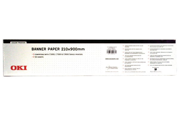OKI Banner Papier 210x900mm 09004651 C5100 160g 50 Blatt