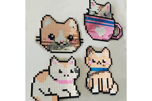 ALADINE Pixel Art Set Cats 85624 Spiegel-Mosaik 4 Stück
