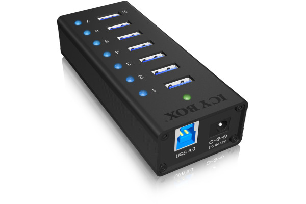 ICY BOX 7 Port Hub USB 3.0 IBAC618 robust alluminium black