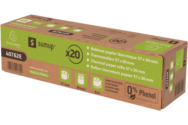 EXACOMPTA Rolle Thermo Papier 20 Stk. 40762E 57x30mmx9m für SumUp
