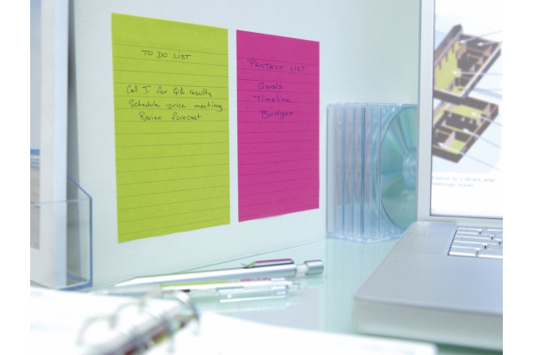 POST-IT Block Super Sticky 125x200mm 5845-SSEU grün/pink, 2x45 Blatt, liniert