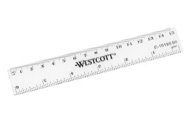 WESTCOTT Kunststofflineal 15cm E-1018000 cm/inch Skala
