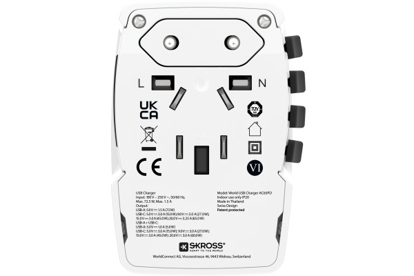 SKROSS World Travel Adapter AC65PD 1.302333 Dual USB