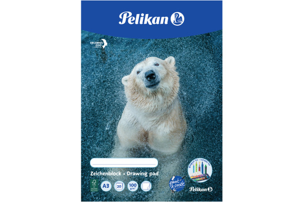 PELIKAN Zeichenblock A3 224840 assoriert, 100gr. 20 Blatt