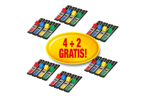 POST-IT Index Mini Promo 11.9x43,2mm 683-4+2P 4 Farben, 6 Blister