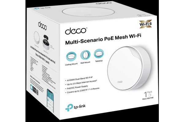 TP-LINK Deco X50-PoE(1-pack) DECOX50-P AX3000 WHM WiFi 6 Unit + PoE