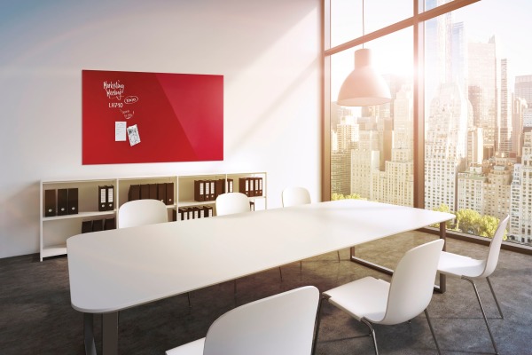 MAGNETOP. Design-Glasboard 600x400mm 13402006 rot, magnetisch