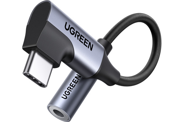 UGREEN Audio Adapter USB-C-3.5mm 95589 90 Degree, Grey