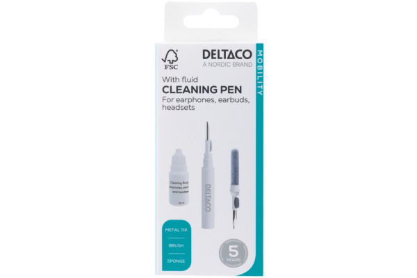 DELTACO Earphone cleaning pen CLP-100 metal tip,brush,sponge,liquid