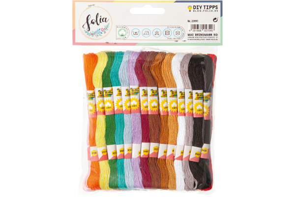 FOLIA Stickgarn 52 Stk. à 8m 23991 Basic, 26 Farben ass.