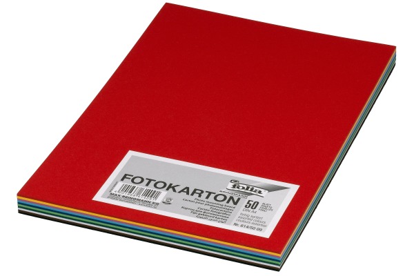 FOLIA Fotokarton A4 614/50 09 300g, ass. 10x5 Blatt