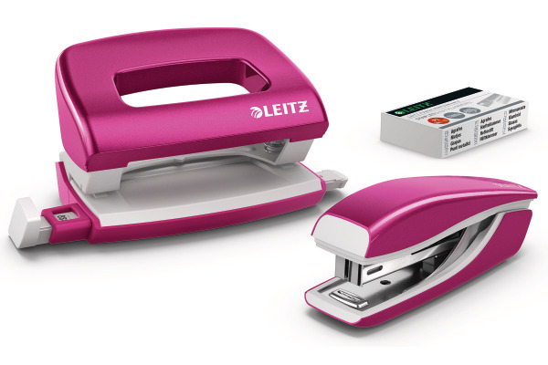 LEITZ Locher/Hefter NeXXt WOW 5561 55612023 pink, Bundle 10 Blatt