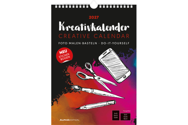ALPHA EDI Bastelkalender 2027 161821 1M/1S schwarz ML 21x29.7cm
