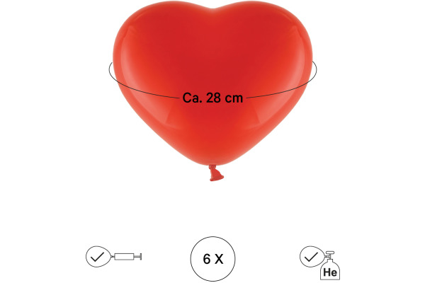 I AM CREA Ballons Herz 27cm 1000-1073 rot 6 Stück