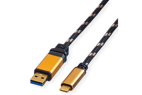 ROLINE USB-A-C, Lade & Datenkabel 11.02.901 Gold, ST/ST, 3.2 Gen2 1m