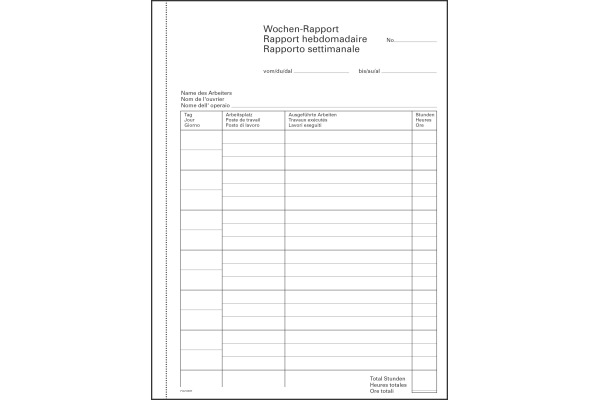 FAVORIT Wochen-Rapporte D/F/I A5 9307 OK Durchschreibepapier 50x2 Blatt