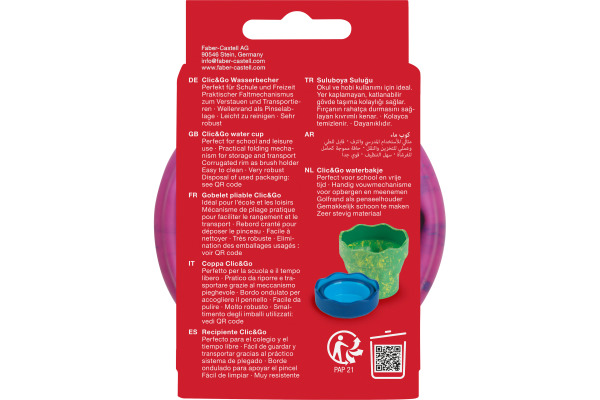 FABER-CA. Wasserbecher Clic&Go 181527 pink, für Pinsel