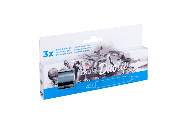 TALENS Ecoline Duotip Set 11609902 schwarz-grau 3 Stück