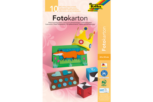 FOLIA Fotokartonblöcke A4 606 300g, farbig ass. 10 Blatt